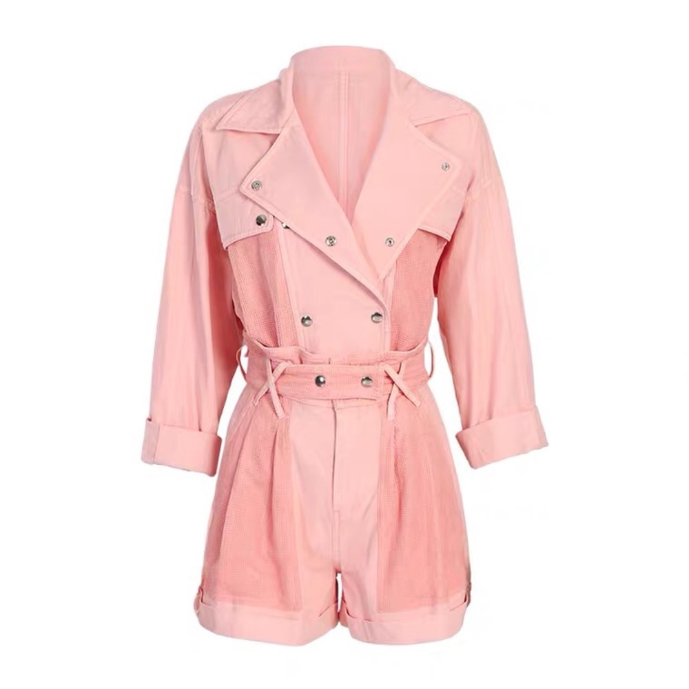 soft pink jacket and short set